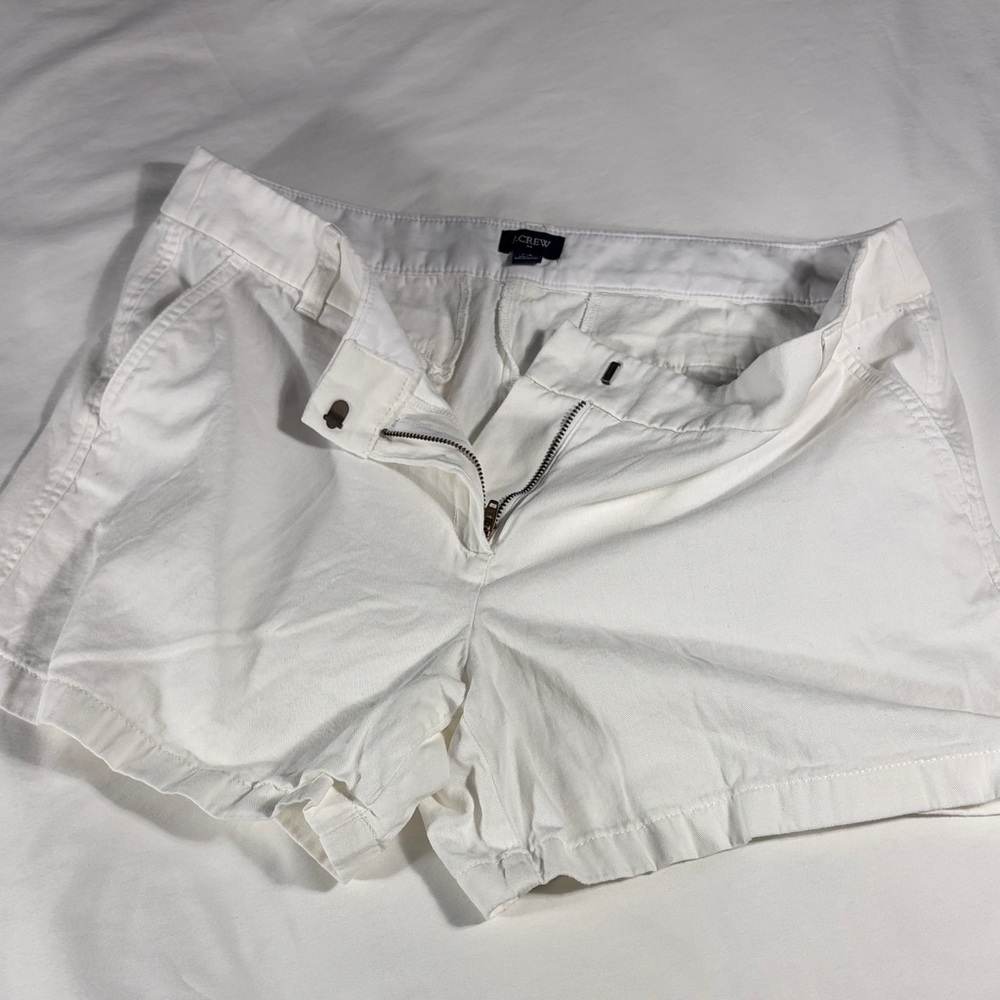 J. Crew womens white basic flat front 5" inseam Bermuda shorts - size 14 - Picture 7 of 10